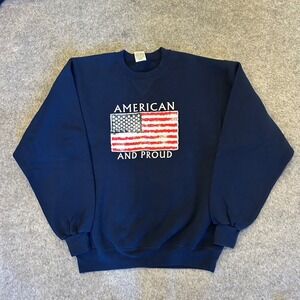 Vintage M.J Soffe American and Proud USA Flag Crewneck Sweatshirt Adult Medium